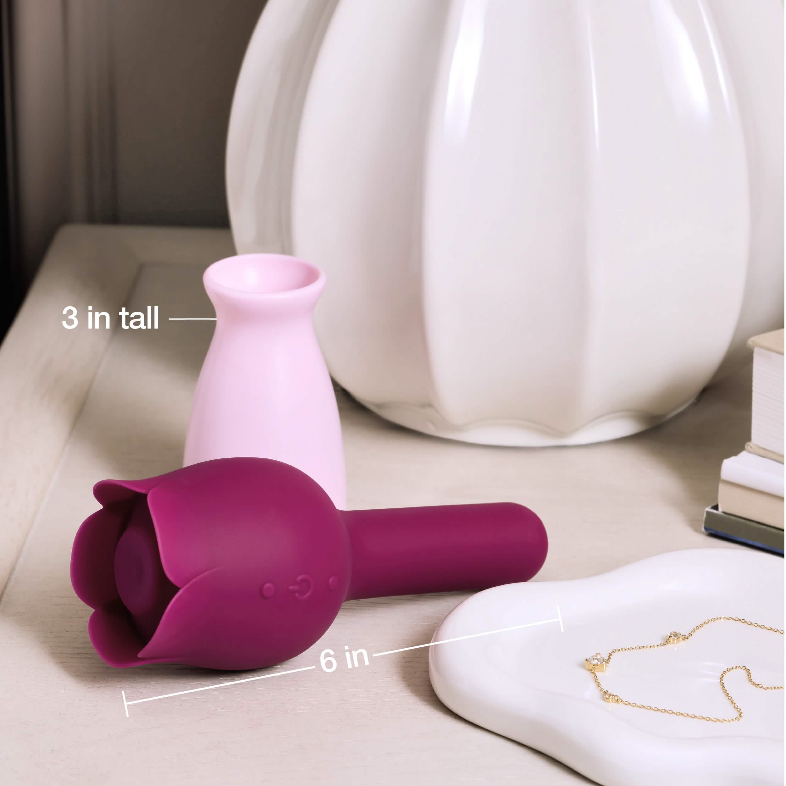 Luxe 2-in-1 Rose Vibrator – Thumping Clitoral Stimulator & Vibrating Bullet Stem - Image 2
