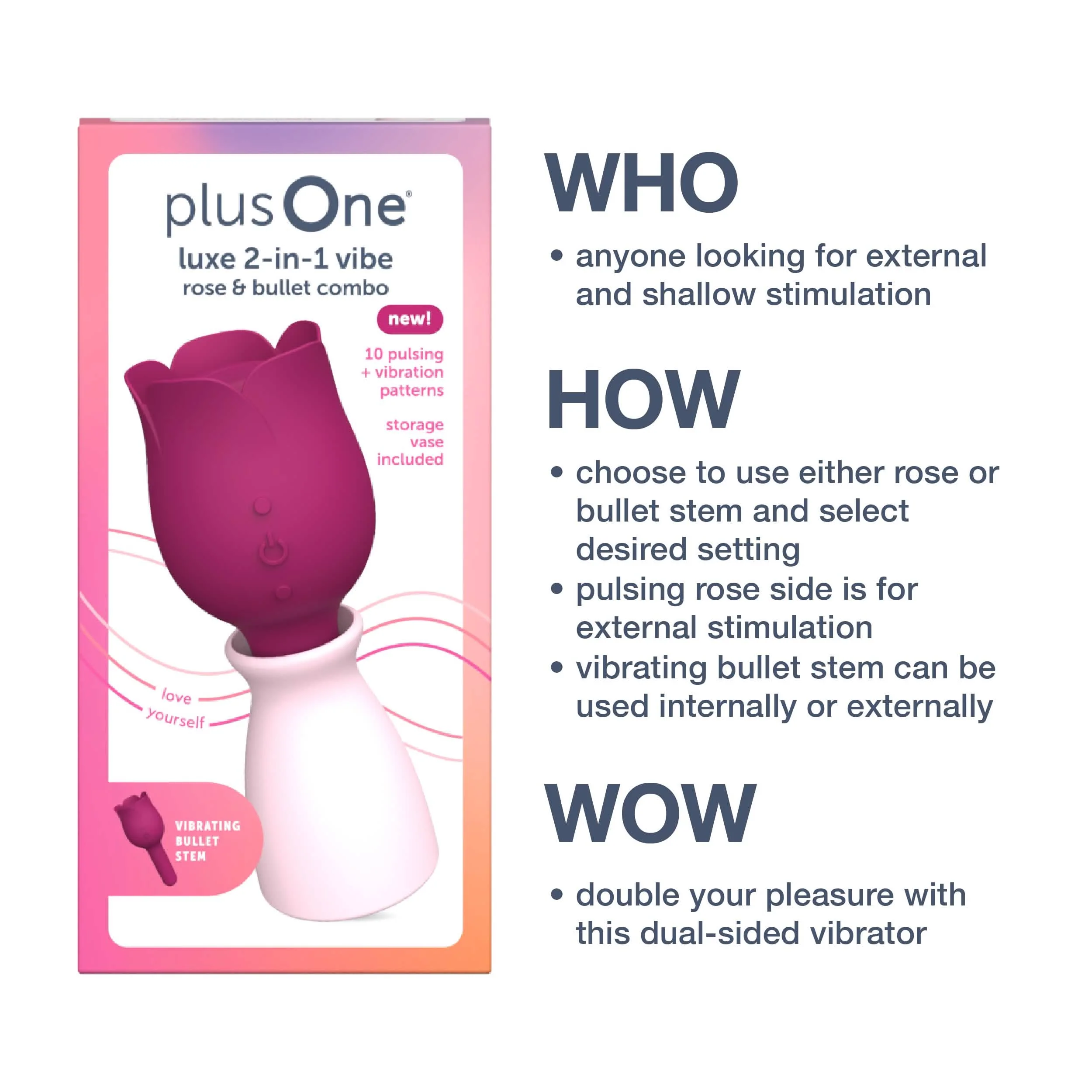 Luxe 2-in-1 Rose Vibrator – Thumping Clitoral Stimulator & Vibrating Bullet Stem - Image 7
