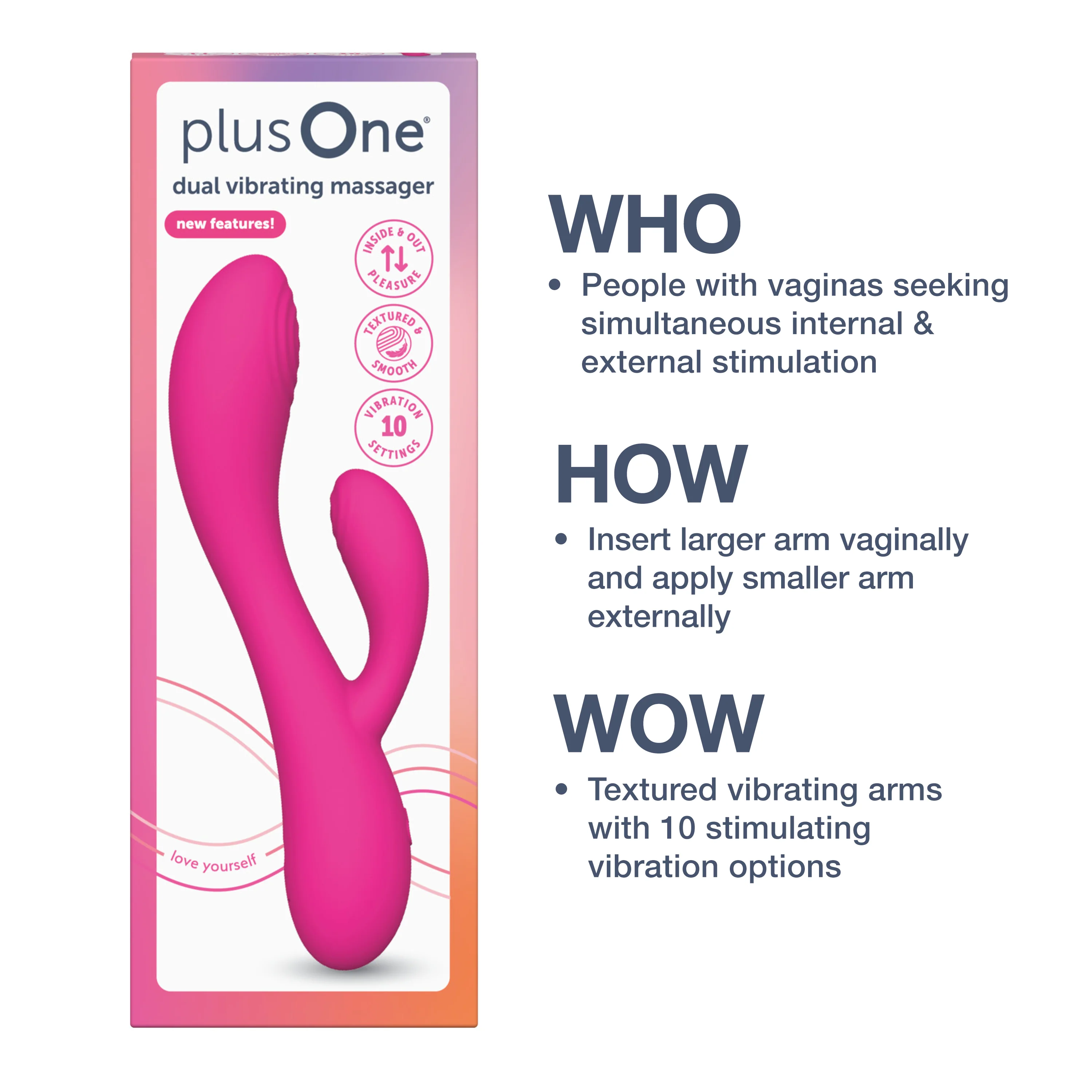 plusOne® Dual Rabbit Vibrating Massager - Image 8
